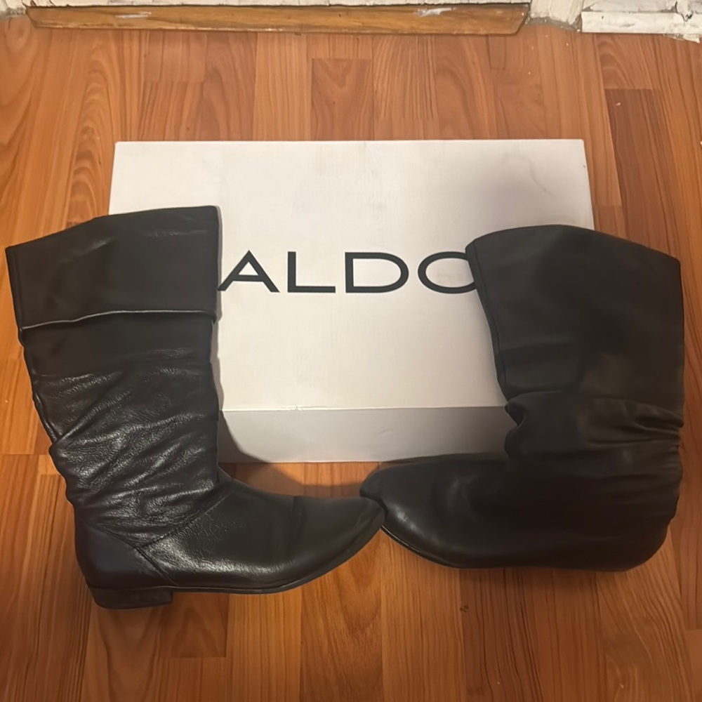 Aldo Black Ankle Booties Soft Leather Design